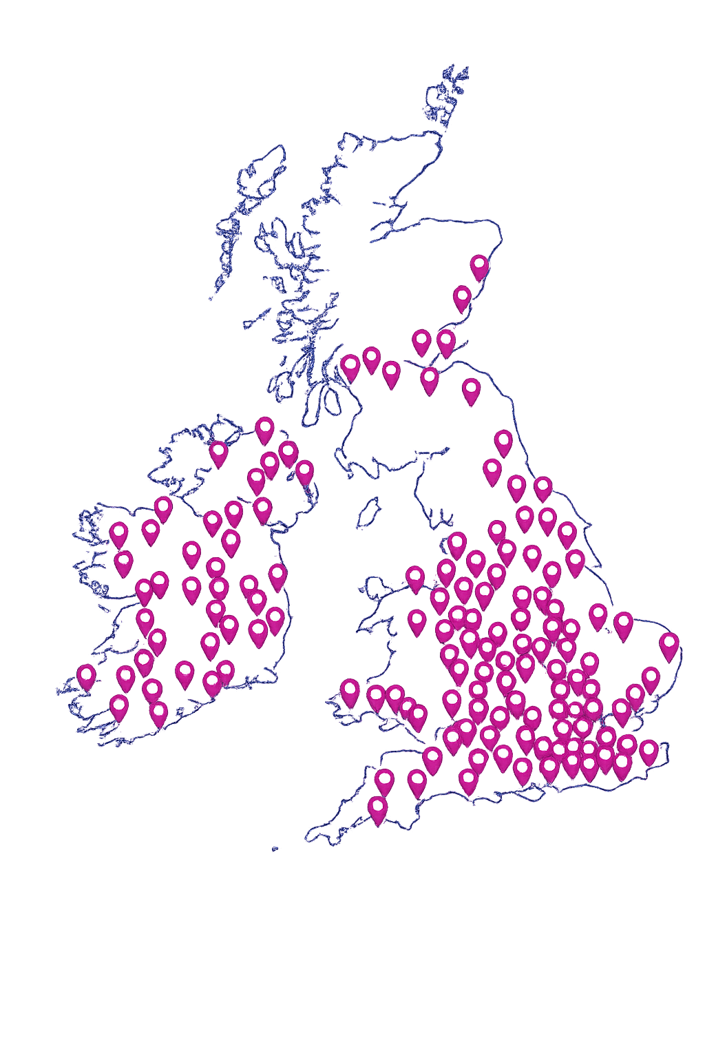 Map of Medserv coverage across the UK and Ireland